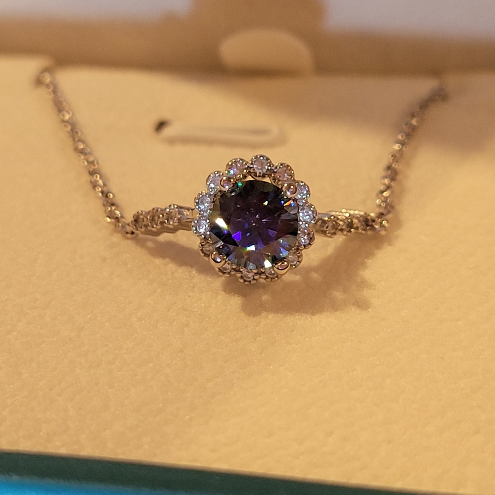 GALAXY Moissanite 1 CT Round Cut "Constellation" Style Sterling Silver Bracelet